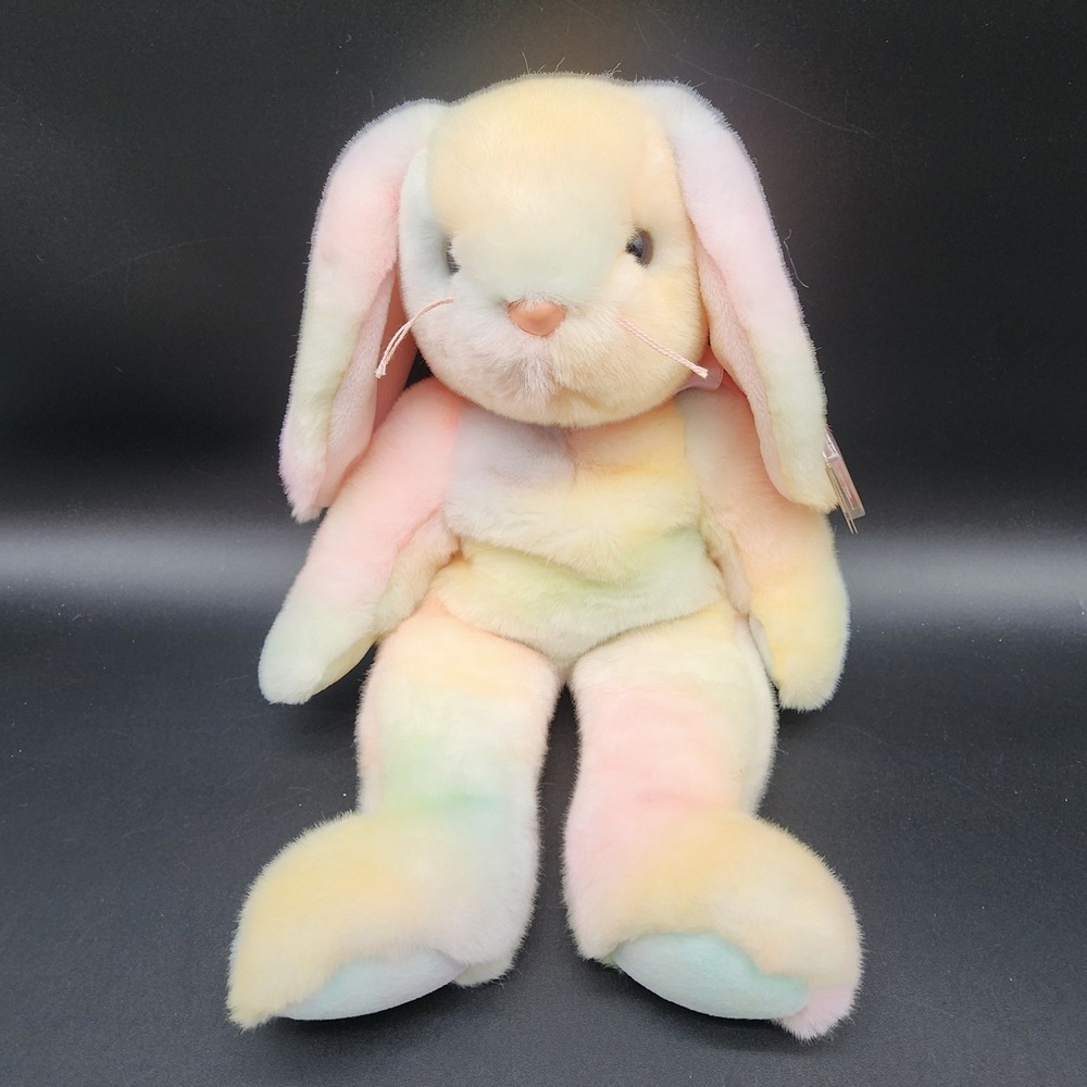 Ty 14" Pastel Hippie Bunny Beanie Buddy Tie Dye Rabbit Plush Stuffed Animal Toy